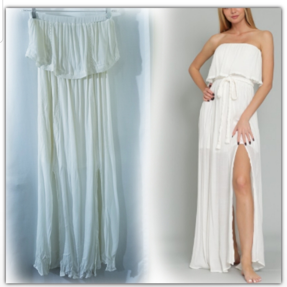 Bohemian crochet detail maxi dress